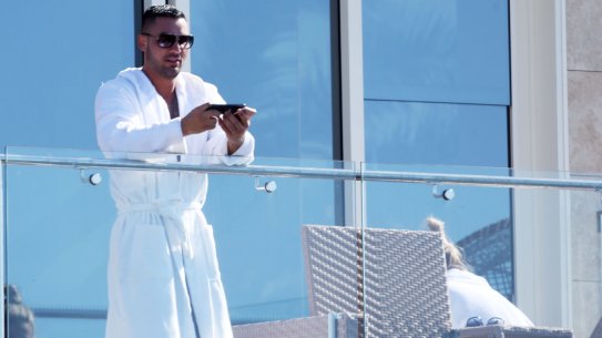 Salim Mehajer enjoying the views from the Vaucluse residence in early January.