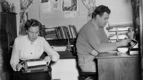 Park and her husband  D'Arcy Niland in 1955: they were determined to make a living as freelance writers. Park more usually worked at the ironing board in the kitchen.