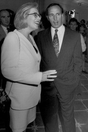 Anne Summers with Paul Keating at the launch of her book <I>Damned Whores And God's Police</i> in 1994.
