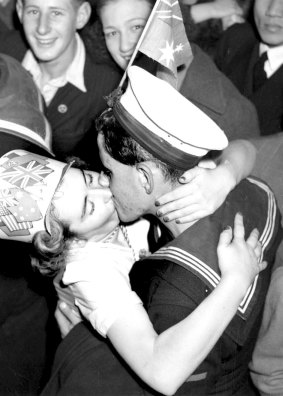 2am, Martin Place: a woman kisses a sailor 