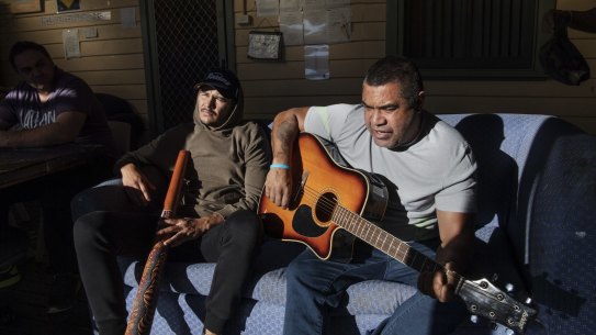 Dylan Ladmore, 21 and Bobby McLeod Junior, 42 both residents at Oolong House, the Oolong Aboriginal Corporation, an addiction treatment centre in Nowra. 