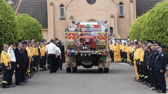 NSW RFS Guard of Honour formed to pay tribute to Andrew O'Dwyer.