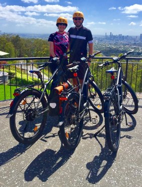 Samantha and Nick Willis from Electric Bikes Brisbane with their electric bicycles.