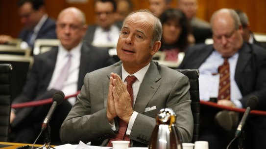 IOOF Chief Executive Chris Kelaher at a Senate hearing last year inquiring into IOOF's breaches.