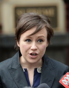 Maurice Blackburn lawyer Elizabeth O'Shea outside court on Wednesday.