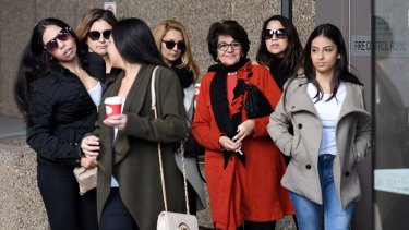 Eddie Obeid's wife Judith (centre) and members of his extended family arrive at the Supreme Court on Tuesday.