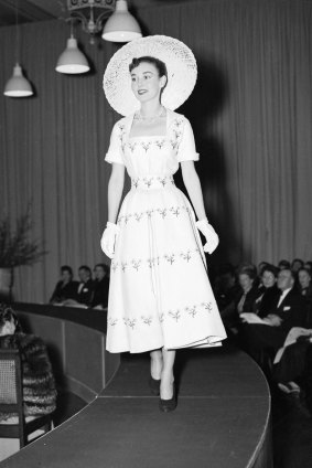 Another model from the Christian Dior fashion parade in 1948.