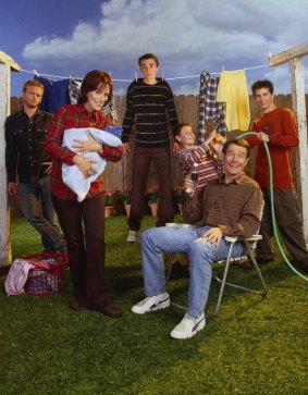 Family reunion: Bryan Cranston with the cast of <i>Malcolm in the Middle</i>. 
