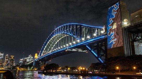 NEWS: The Sydney Harbour Bridge is lit of to comemorate it's 90th anniversay. 17th March 2022, Photo: Wolter Peeters, The Sydney Morning Herald.