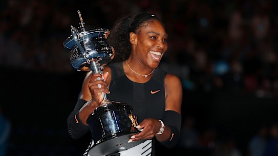 Serena Williams with the Daphne Akhurst Trophy.