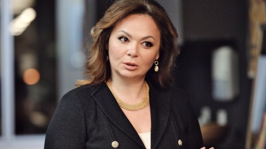 Kremlin-linked lawyer Natalia Veselnitskaya speaks to a journalist in Moscow on the day of the US presidential election.