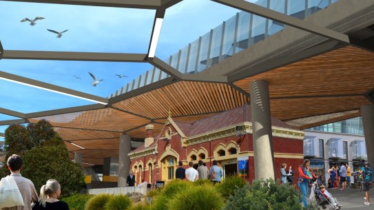 An image produced last year by RMIT students of what an elevated Coburg station could look like. 