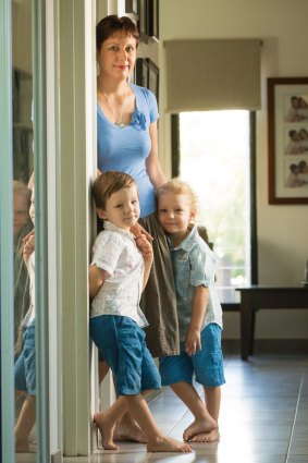 Embryo donor Natalie Parker with her sons Angus, 5, and Hugo, 3, in their Darwin home.