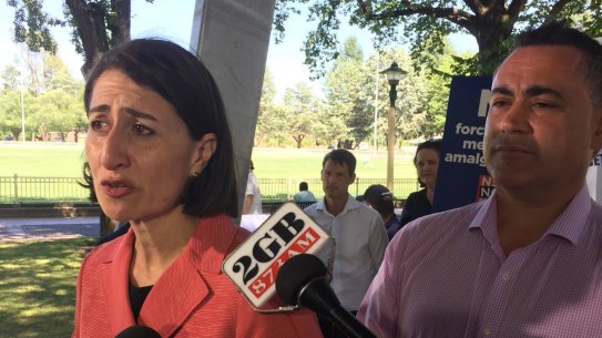 NSW Premier Gladys Berejiklian and Deputy Premier John Barilaro announce the government's new cabinet in Queanbeyan. 