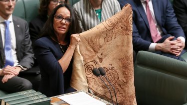 Linda Burney, the first Aboriginal woman in the House of Representatives, delivers her first speech at Parliament House in August.