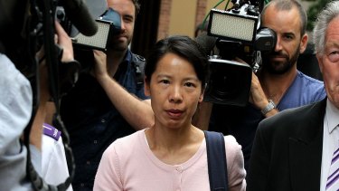 Kathy Lin leaves the Robert Xie bail hearing on Tuesday.