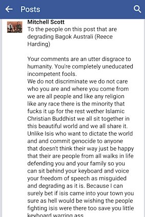 Brisbane man Michael Scott (aka Ashley Dyball) lashes out online trolls 'degrading Bagok Australi (Reece Harding).