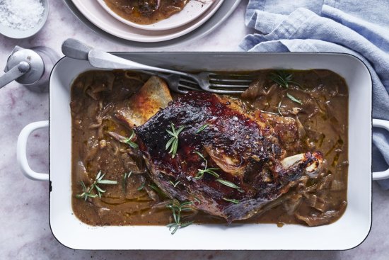 Lamb shoulder with rosemary and stout.