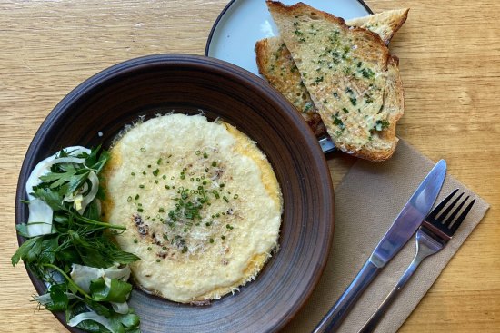 Omelette Arnold Bennett featuring hot-smoked trout.