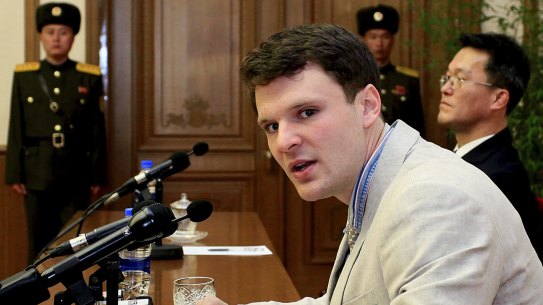 Otto Warmbier pictured last year in Pyongyang.