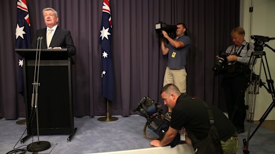 Communications Minister Mitch Fifield announced the media ownership shake-up at Parliament House in Canberra on Tuesday.