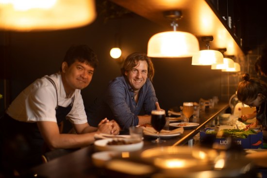 Chef Ittichai Ngamtrairai and Molly Rose founder Nic Sandery at the chef's counter.