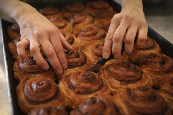 Oven fresh: The star turn is the cinnamon scroll at Turramurra's Flour Shop.