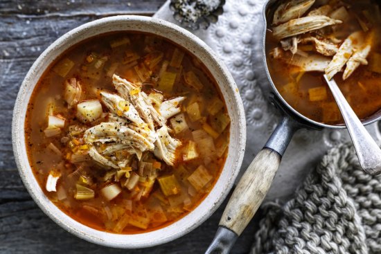 Adam Liaw's whole chicken and vegetable soup.