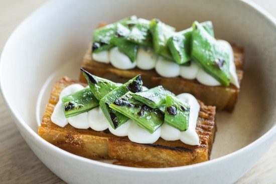 Go-to dish: Pommes Anna with romano beans and Main Ridge Dairy chevre.