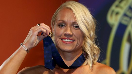 Erin Phillips with the inaugural AFLW best and fairest medal.