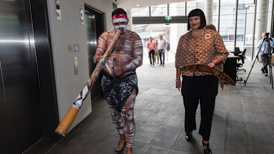 Raelene Castle receives a traditional welcome at ARU headquarters on 15th January, 2018. Photo: Brook Mitchell