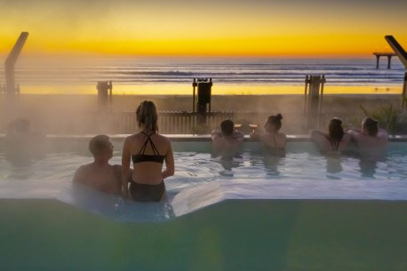 HandoutÂ imageÂ supplied byÂ &lt;Merryn.Skipper@ccc.govt.nz&gt; for use in Traveller
jan8coverÂ wellness 2022 ; text by Ute Junker
Sunrise soak at He Puna Taimoana Christchurch Hot Pools New ZealandÂ 