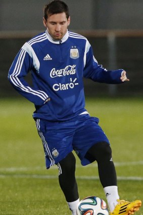Lionel Messi training in London on Tuesday.