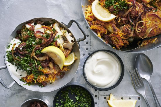 Adam Liaw's Spanish mackerel biryani.