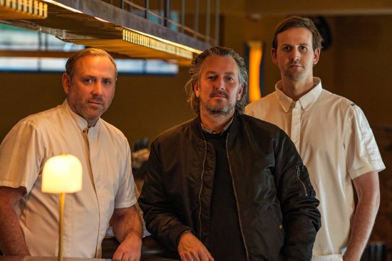 The Point Group's executive chef Joel Bickford (left) and director Brett Robinson (centre) and Dining Room head chef Aaron Ward.