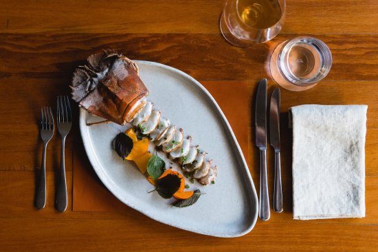 Bay lobster with persimmon and shiso.