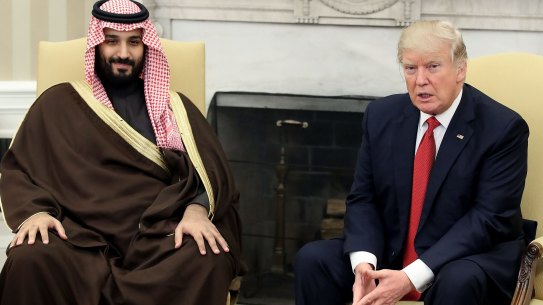 US President Donald Trump with Prince Mohammed bin Salman, now installed as Saudi Arabia's crown prince, in March.