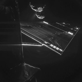 Rosetta takes a selfie with comet-67P in the background.