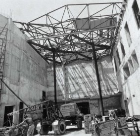 Exterior view of the National Gallery of Victoria under construction, 1966-67.