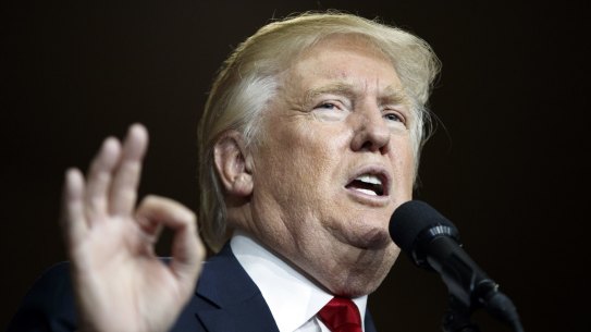 Extraordinary claims: Republican presidential candidate Donald Trump speaks during a campaign rally on Monday. 