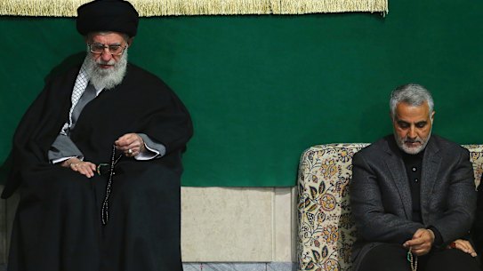 Iran's Supreme Leader Ali Khamenei, left,   with Quds Force commander General Qasem Suleimani.