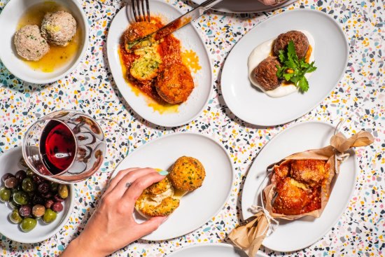 Meatball in broth, cheese ball, lamb ball and salt cod ball are among the options at Palle.