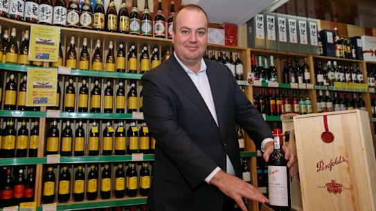 Peter Dixon of Treasury Wine Estates with Australian wines at Jenny Lou's Shop in Beijing.