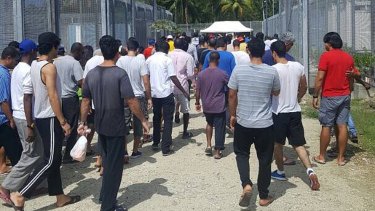 Refugees and asylum seekers at the Manus Island immigration detention centre in Papua New Guinea.
