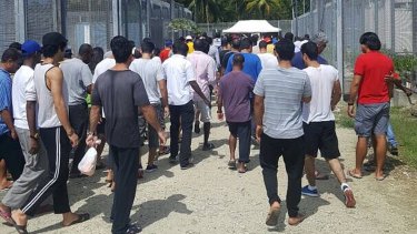 Men at the offshore processing centre at Manus Island.