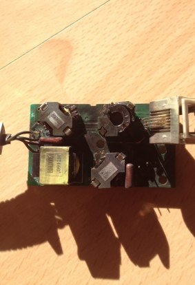 The fried insides of the Bartle family's phone socket.