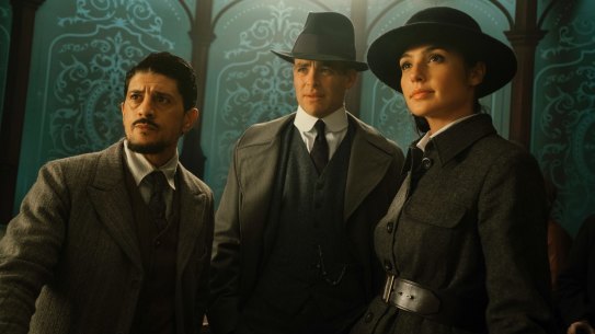 Said Taghmadui, Chris Pine and and Gal Gadot in a scene from Wonder Woman.