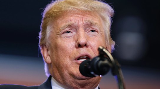 President Donald Trump speaks at a "Make America Great Again," rally in Phoenix.