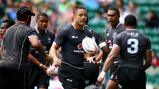 Short-lived stint: Jarryd Hayne with the Fijian rugby sevens side.
