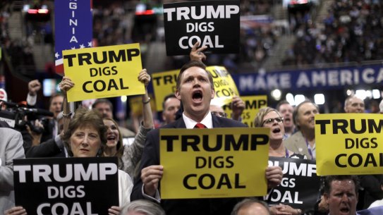 West Virginia delegates at the Republican convention in July show their support for Trump. 